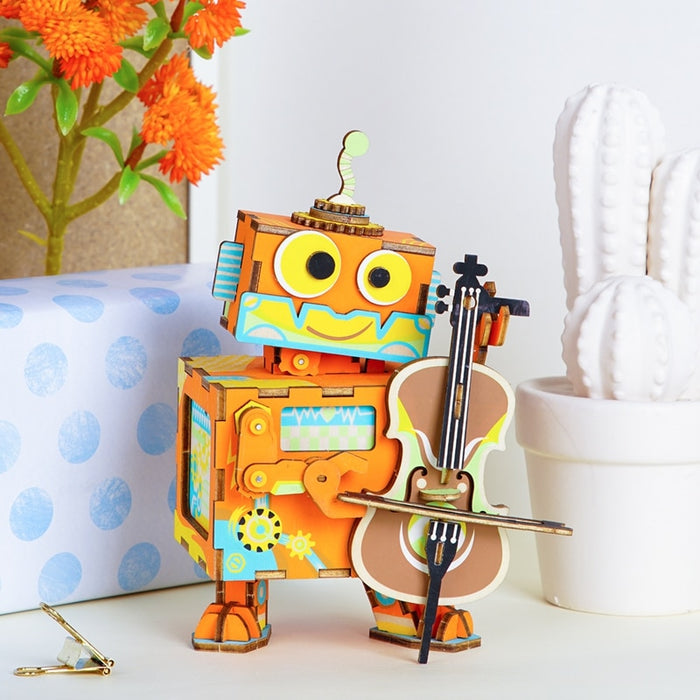 Little Robot Music Performer Wooden Puzzle - cloverbliss.com