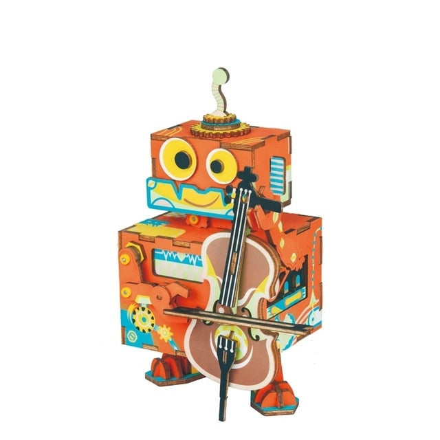 Little Robot Music Performer Wooden Puzzle - cloverbliss.com