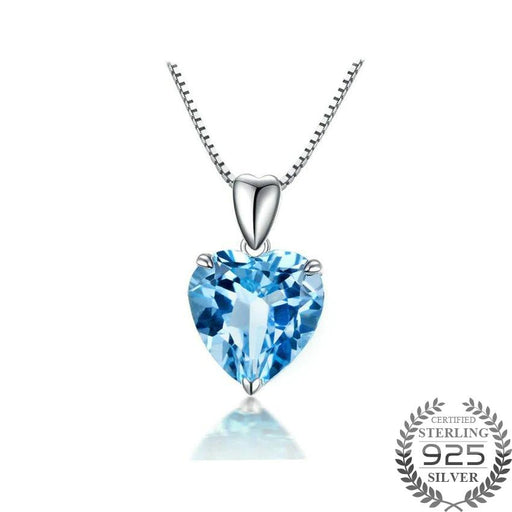 925 Blue Heart Pendant Necklace On Sale