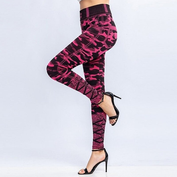 Soft High-Waisted Pink Camouflage Yoga Leggings On Sale
